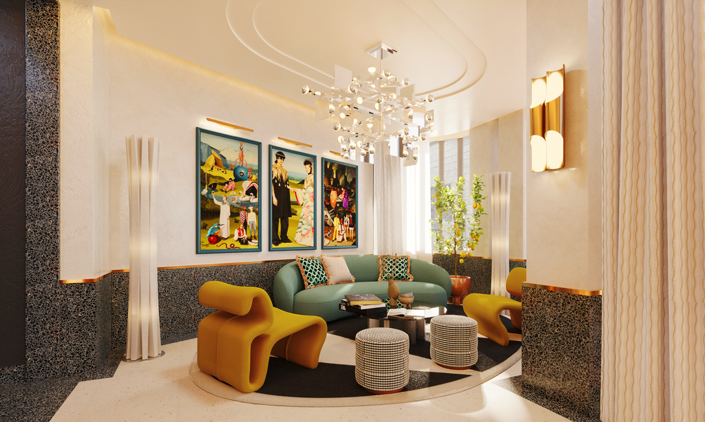 W Florence - Render - Reception Lounge Copyright Marriott International