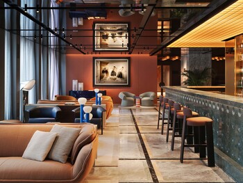 Casa Brera Living bar with artworks 
