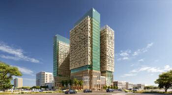 Render of a Courtyard by Marriott and Residence Inn by Marriott in Riyadh